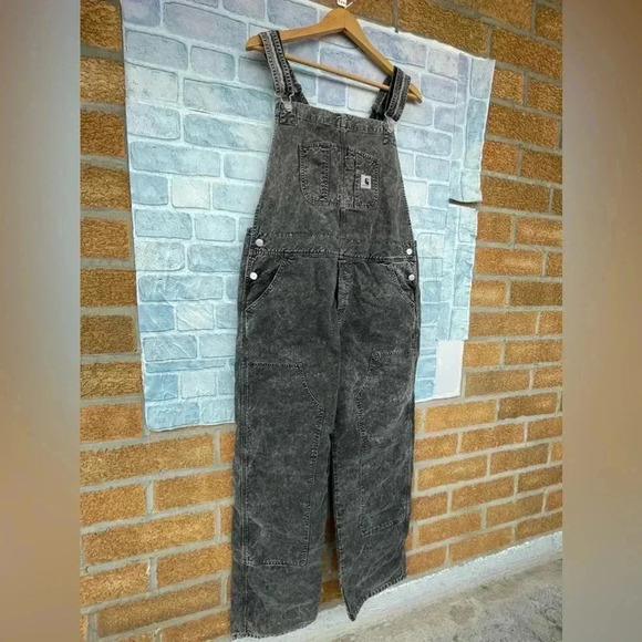 Carhartt Work In Progress acid Black Bib Double Knee Overalls large - Picture 5 of 16
